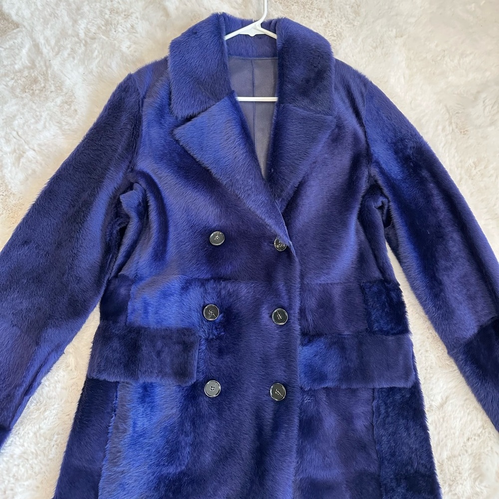 Yves Salomon/Theory Blue Lamb leather Jacket